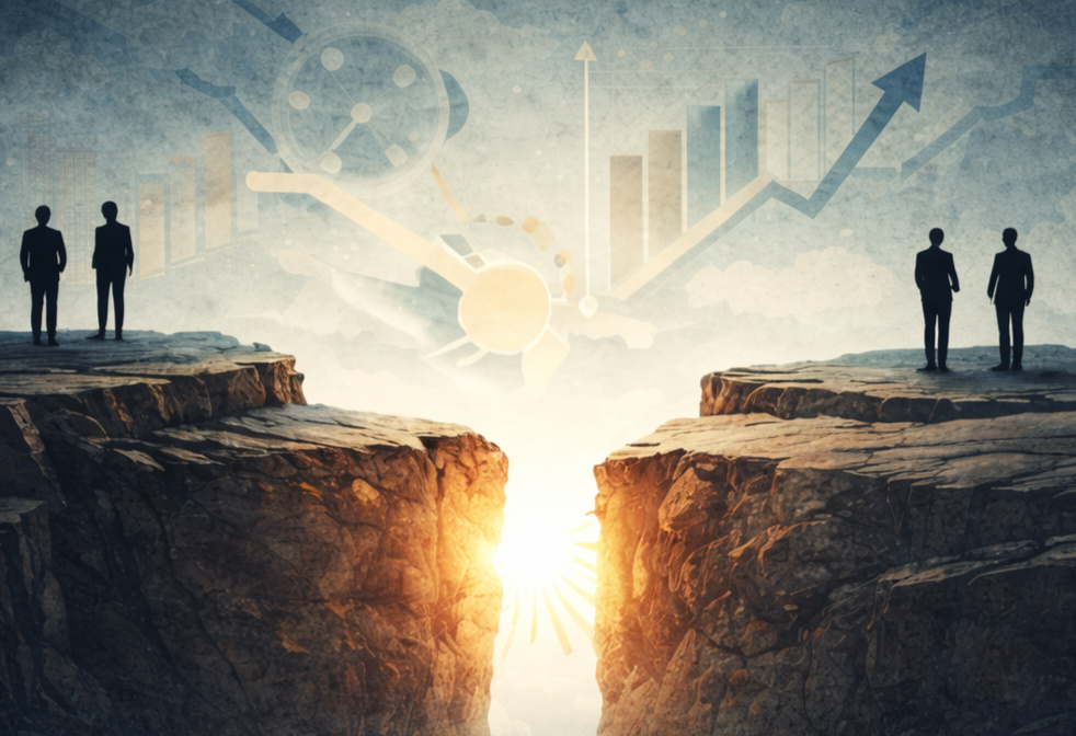 Leadership and operational alignment gap concept illustrating strategic risk and growth opportunity